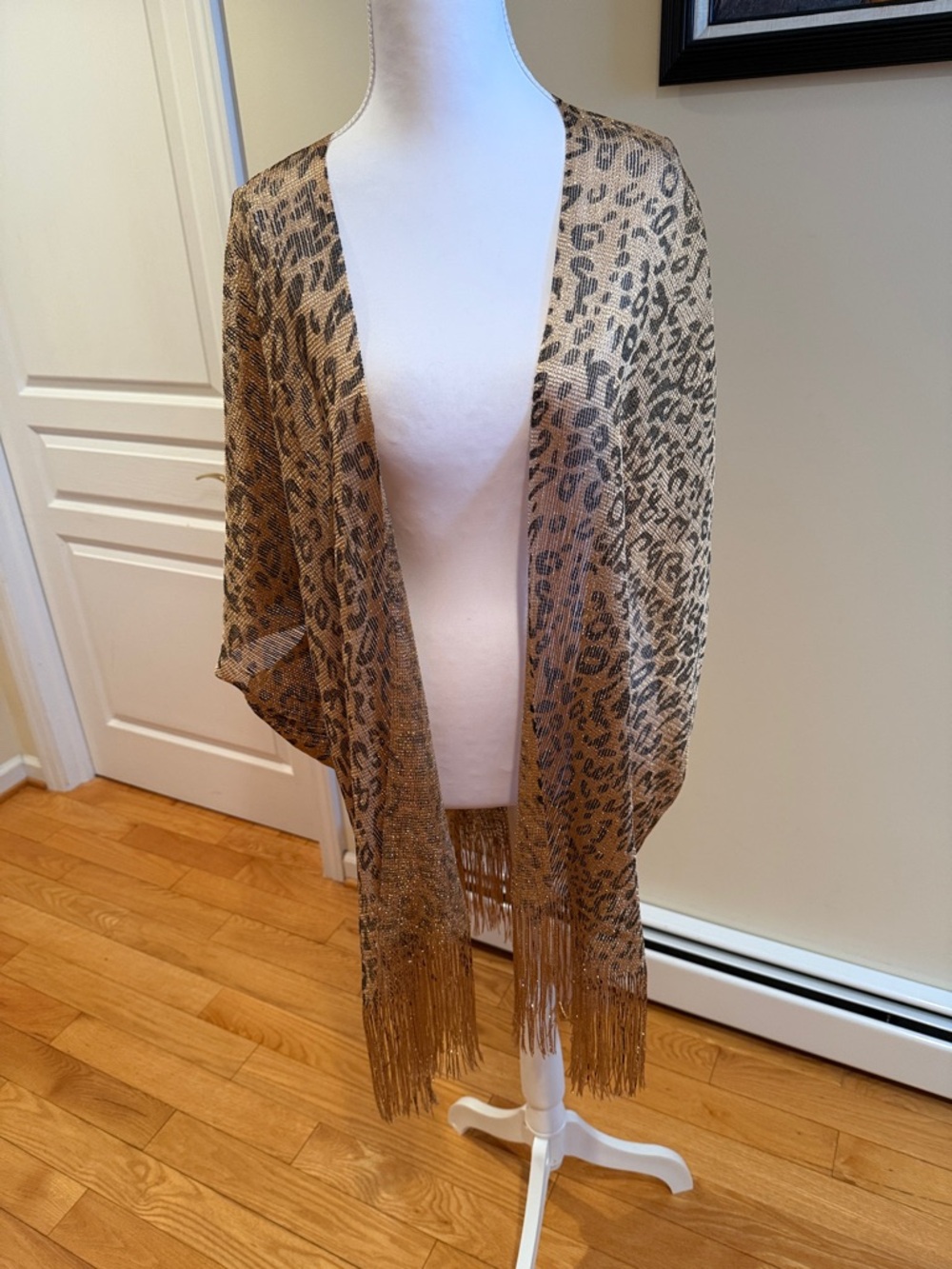 Kendall & James Evening Fringe Shawl - Tan & Black